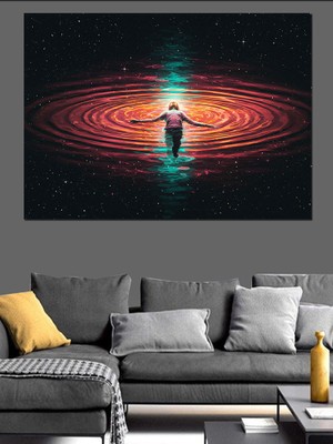 Uzayda Yalnızlık Dekoratif Kanvas - Mdf Ahşap Tablo