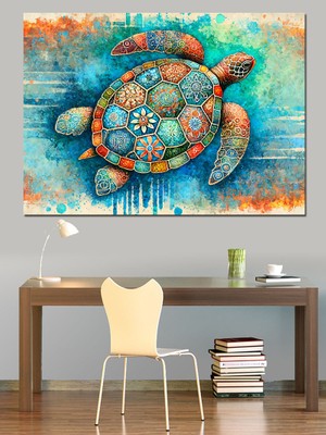 Okyanusun Bilgesi (Kaplumbağa) Dekoratif Kanvas - Mdf Ahşap Tablo