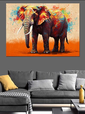 Soyut Fil Çizimi Dekoratif Kanvas - Mdf Ahşap Tablo