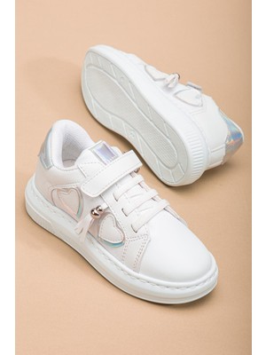 Kız Çocuk Spor Ayakkabı Beyaz Yan Püskül Dikişli Taban