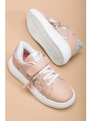 Kız Çocuk Spor Ayakkabı Pudra Yan Püskül Dikişli Taban