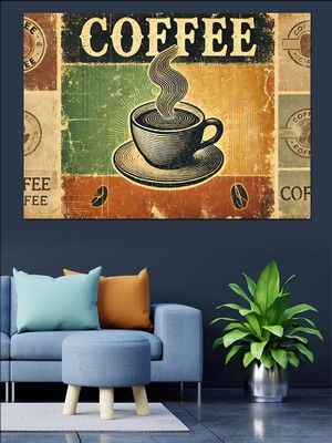 Klasik Kahve Temalı Retro Poster Dekoratif Kanvas - Mdf Ahşap Tablo