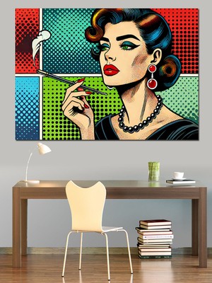 Pop Art Kadın Portresi Dekoratif Kanvas - Mdf Ahşap Tablo