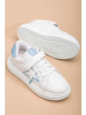 Erkek Çocuk Spor Ayakkabı Mavi Cırtlı Yıldız Model Dikişli Taban