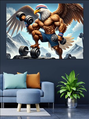 Kaslı Kartal Dekoratif Kanvas - Mdf Ahşap Tablo