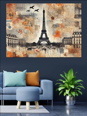 Paris Eyfel Kulesi Sanatı Dekoratif Kanvas - Mdf Ahşap Tablo