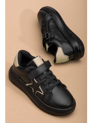 Erkek Çocuk Spor Ayakkabı Bej Cırtlı Yıldız Model Dikişli Taban