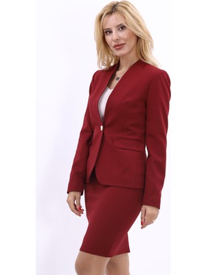 Tek Düğmeli Klasik Ceket-Bordo