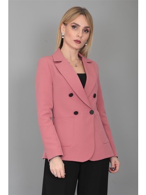 Erkek Yaka Torba Cepli Klasik Ceket-Gül Kurusu