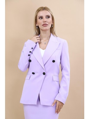 Erkek Yaka  Çapraz Ceket-Menekşe