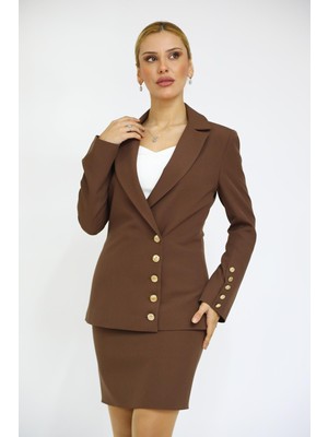 Erkek Yaka Düğme Detaylı Ceket-Kestane