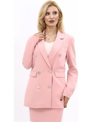 Erkek Yaka Kuruvaze Blazer Ceket-Pudra