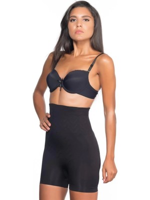 Miraxx Siyah Emay 2075 Yüksek Bel Desenli Double Kısa Paça Korse