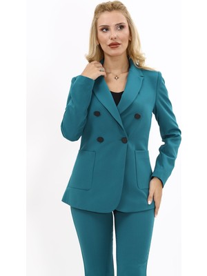 Erkek Yaka Torba Cepli Klasik Ceket-Petrol