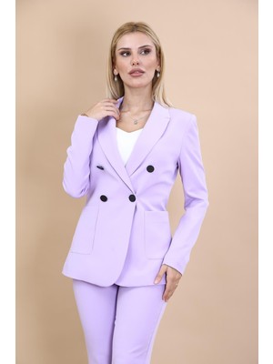 Erkek Yaka Torba Cepli Klasik Ceket-Menekşe