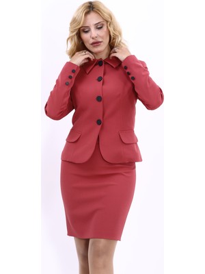 Gömlek Yaka Klasik Ceket-Kiremit