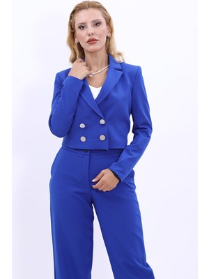 Erkek Yaka Kuruvaze Kısa Ceket-Saks