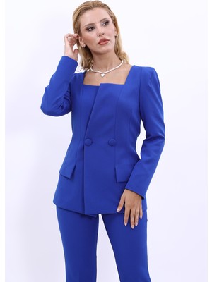 Kare Yaka Ceket-Saks