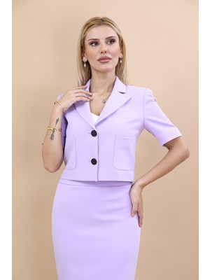 Erkek Yaka Kısa Ceket-Menekşe