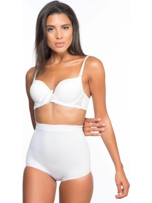 Miraxx Beyaz Emay 2057 Yüksek Bel Masajlı Slip Korse