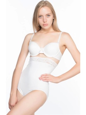 Miraxx Beyaz Emay 2028 Dantelli Yüksek Bel Slip Korse