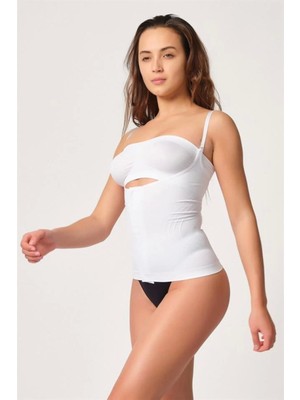 Miraxx Beyaz Emay 2030 Agraflı Göğsü Açık Atlet Korse