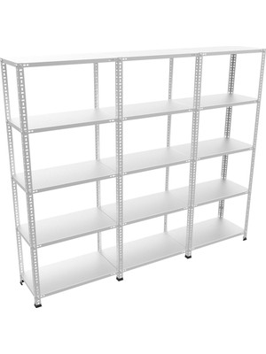 ® Her bölme 100 Kg taşır 5 Katlı 3 Lü Bitişik Çelik Galvaniz Arşiv Depo Rafı 43x60x150
