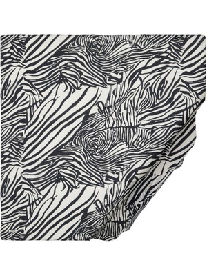 Ipekevi Siyah Beyaz Zebra Desenli Pamuk Eşarp 1411-SIYAH Beyaz