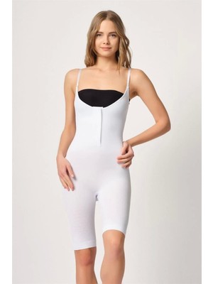 Miraxx Beyaz Emay 2093 Ön Agraflı Göğsü Açık Paçalı Boy Korse