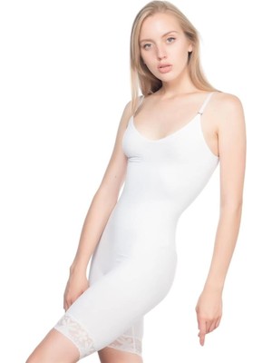 Miraxx Beyaz Emay 2031 Paçalı Dantelli Boy Korse