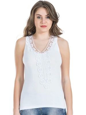 Miraxx Derya Kurşun Güpürlü Sıfır Kol Kadın Atlet 155