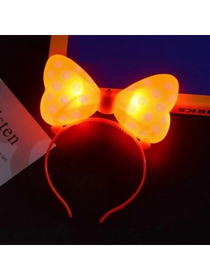 1 Adet Işıklı Taç Head Band Turuncu Minnie Mouse Işıklı Taç Turuncu Miki Taç Turuncu Şenlik Işıkları