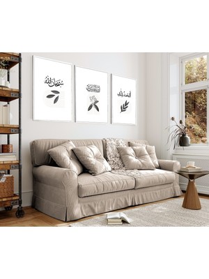 Harikabirev bohem Subhanallah-Allahuakbar-Alhamdulillah Kombini |çerçeveli Cam Tablo 3lü Dikey