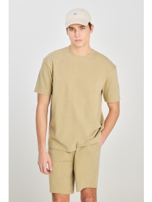 Lee Relaxed Fit Geniş Kesim Bisiklet Yaka Pamuklu Açık Yeşil Tişört