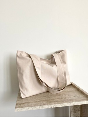 Mediterian Krem renkli hafif ve şık, su geçirmez pamuklu el-omuz çantası