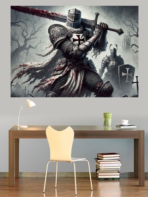 Şövalye ve Kılıç Dekoratif Kanvas - Mdf Ahşap Tablo