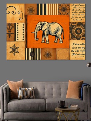 Fil ve Soyut Desen Dekoratif Kanvas - Mdf Ahşap Tablo