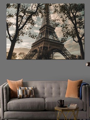 Eyfel Kulesi Manzarası Dekoratif Kanvas - Mdf Ahşap Tablo