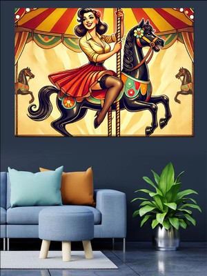 Atlı Karınca Kadını Dekoratif Kanvas - Mdf Ahşap Tablo