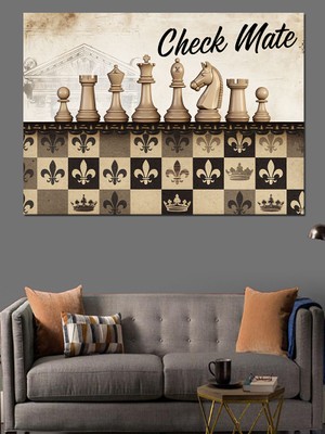 Satranç Tahtasında Şah Mat Dekoratif Kanvas - Mdf Ahşap Tablo