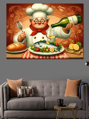 Şarap ve Lezzetli Yemekler Dekoratif Kanvas - Mdf Ahşap Tablo