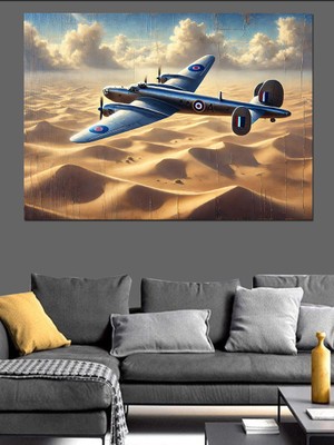 Çölde Uçak Yolculuğu Dekoratif Kanvas - Mdf Ahşap Tablo