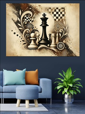 Satranç ve Zarafet Dekoratif Kanvas - Mdf Ahşap Tablo