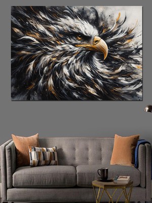 Keskin Bakışlı Kartal Dekoratif Kanvas - Mdf Ahşap Tablo