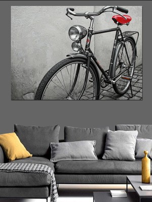 Siyah Vintage Bisiklet Dekoratif Kanvas - Mdf Ahşap Tablo