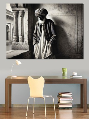 Gölge Adam ve Sokak Dekoratif Kanvas - Mdf Ahşap Tablo