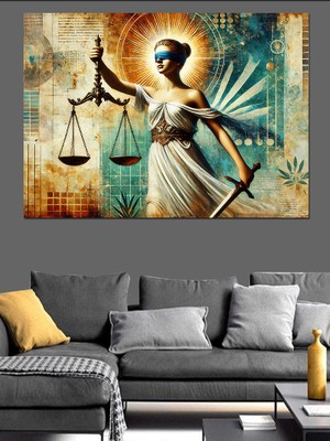 Terazi ve Adalet Dekoratif Kanvas - Mdf Ahşap Tablo