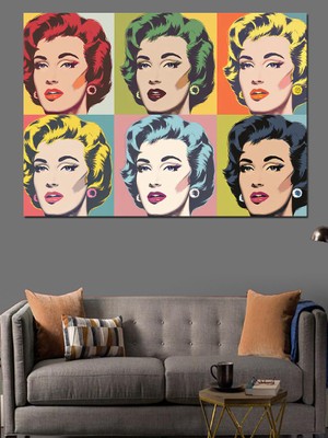 Pop-Art Tarzı Kadın Yüzleri Dekoratif Kanvas - Mdf Ahşap Tablo