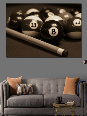 Bilardo Topları ve Iska Dekoratif Kanvas - Mdf Ahşap Tablo