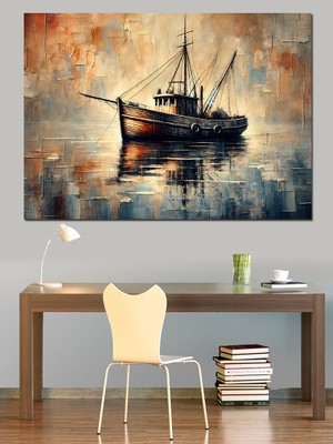 Sis Içinde Eski Yelkenli Gemi Dekoratif Kanvas - Mdf Ahşap Tablo